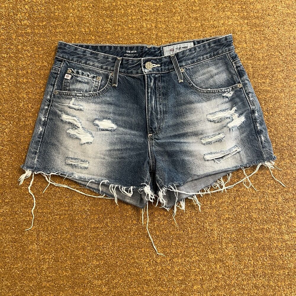 AG Adriano Goldschmied The Bryn Ex-Boyfriend Denim Shorts Womens 27 Distressed